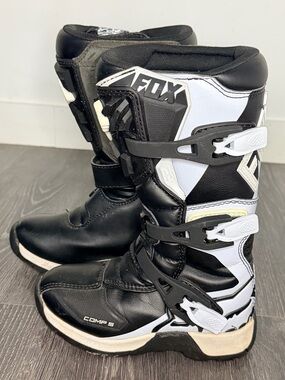 Fox Black and White Motocross Boots